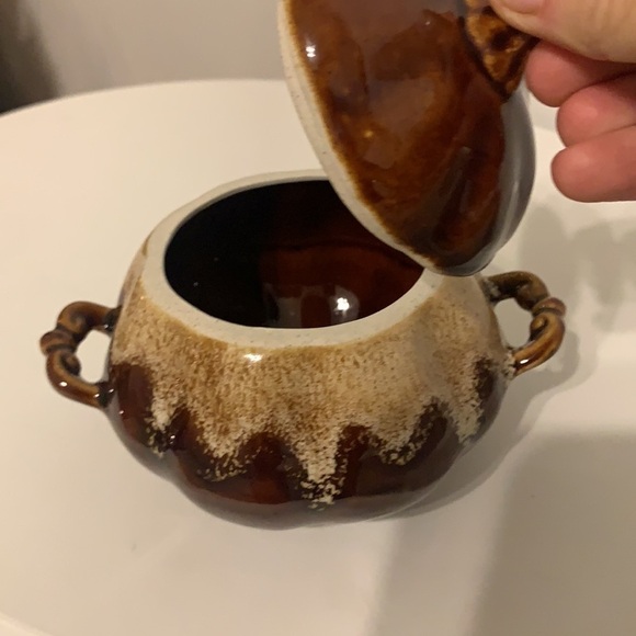 Ceramic oven pot with lid in‎ shape of a pumpkin brown farmhouse rustic boho - Picture 3 of 9